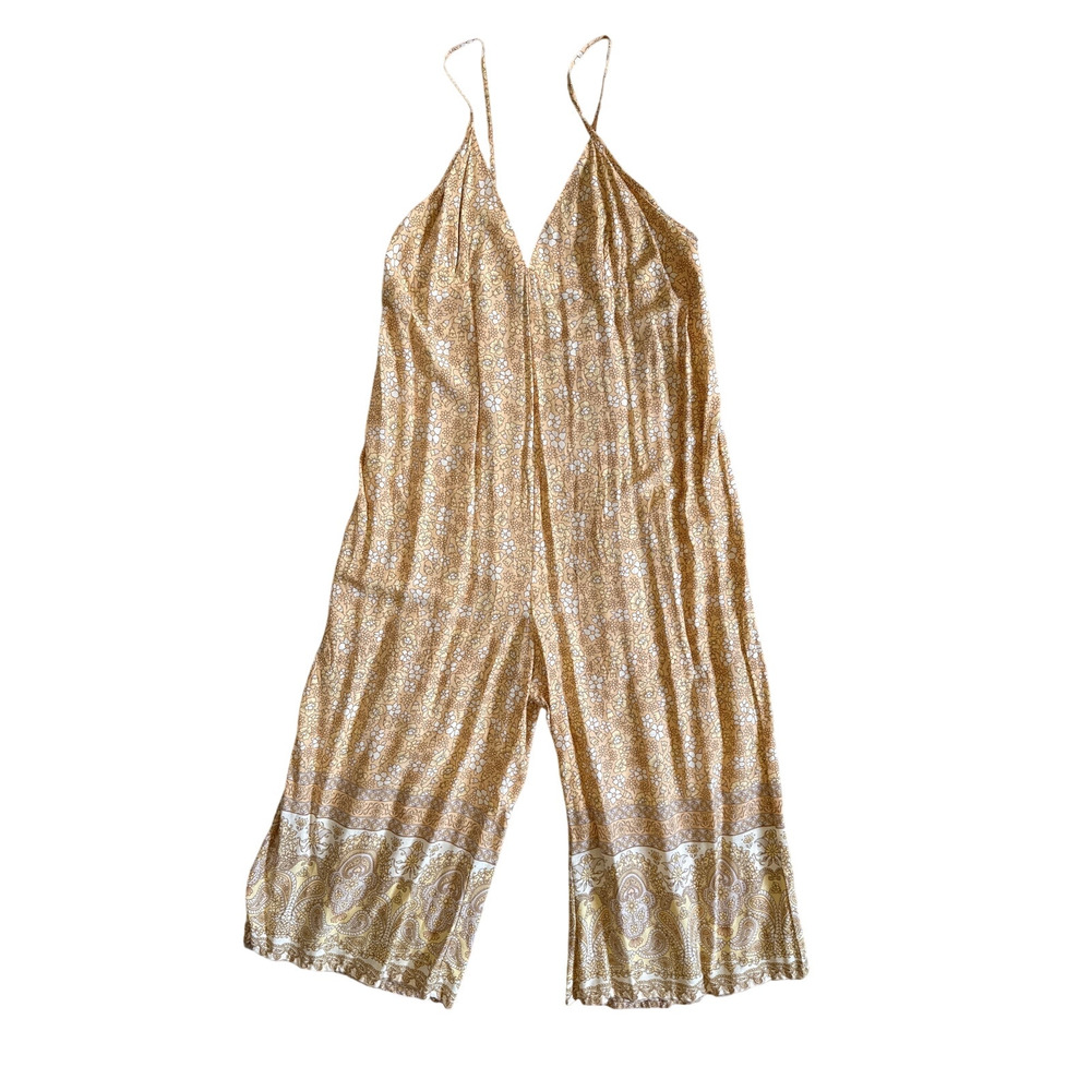 The Fox and the Mermaid Aaliyah Wide Leg Jumpsuit M/L Medium Large Yellow Floral